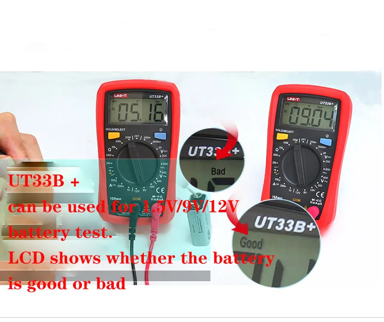 Uni-t UT33+ mini UT33A/B/C/D+ цифровой мультиметр Авто Диапазон размер ладони AC DC Вольтметр Амперметр измеритель емкости сопротивления