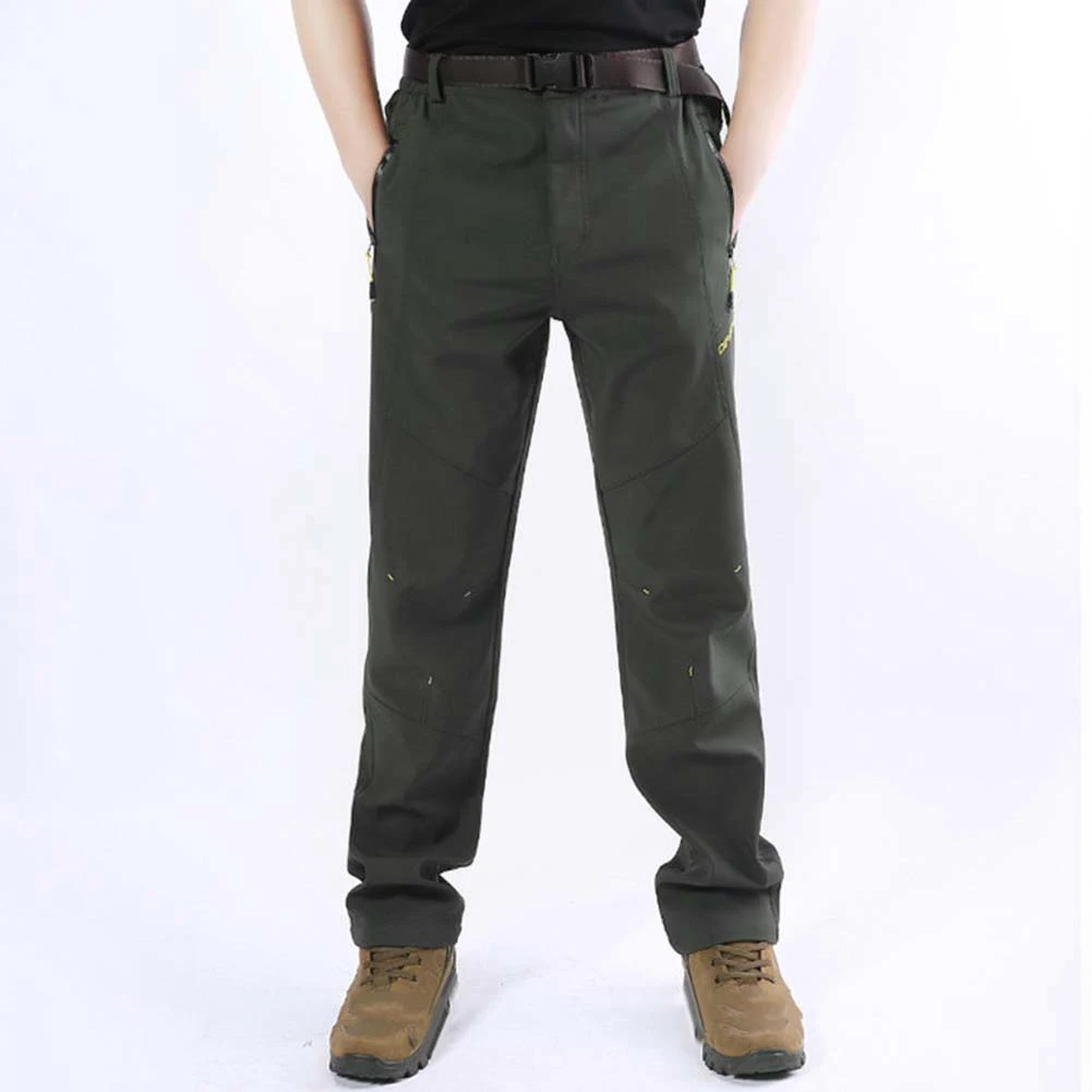 Men Outdoor Windproof Waterproof Fleece Lined Hiking Ski Pants with Zip Pockets Pantalon Travail Homme спортивные штаны мужские
