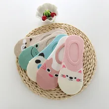 5 пар, женские носки, яркие цвета, маленькие Носки с рисунком животных, летние дышащие повседневные носки для девочек, забавные невидимые носки