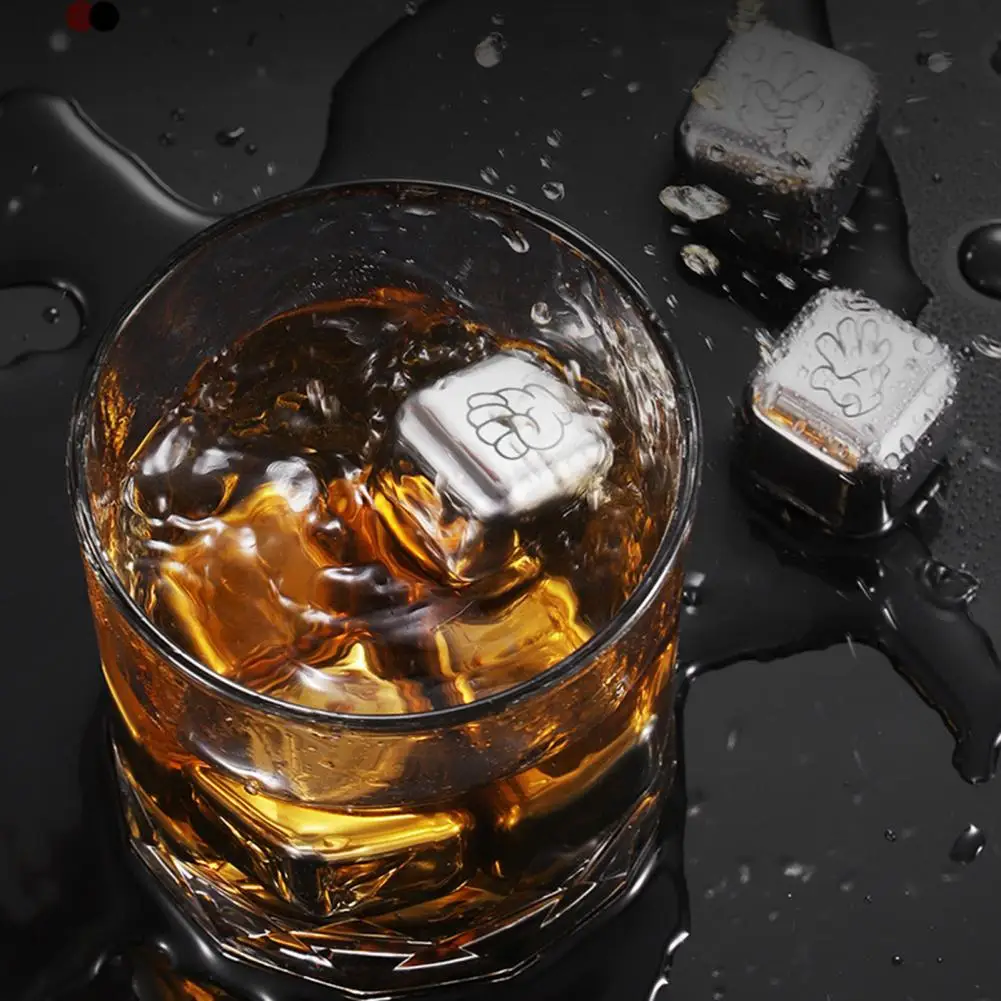 1 Set Ice Cubes Anti-deformation Reusable Stainless Steel Quick Cooling Whiskey Chilling Stones for Bar
