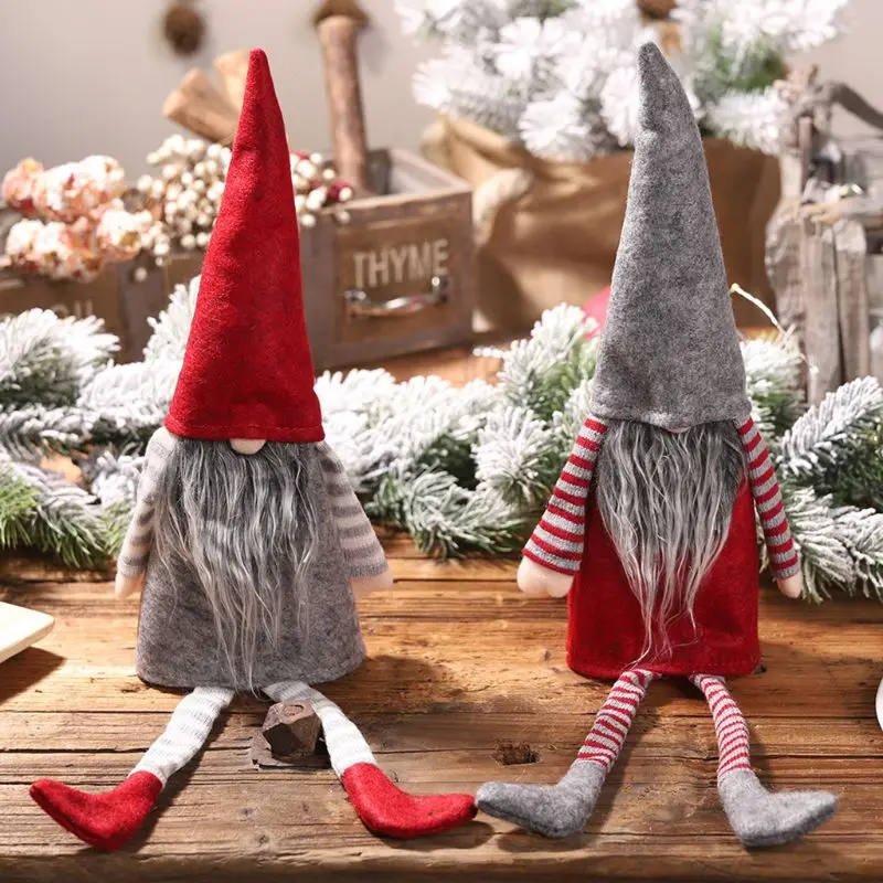Рождественские длинные ноги шведский гном Санта плюшевый красное вино бутылка крышка Декор