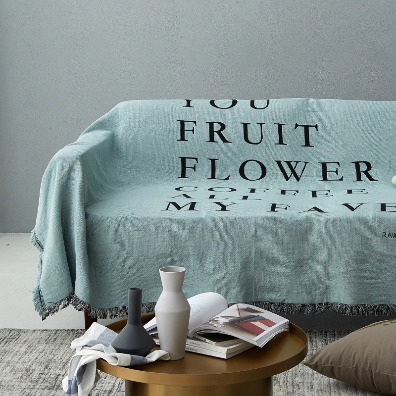 

Nordic sofa cover double line blanket simple ins style