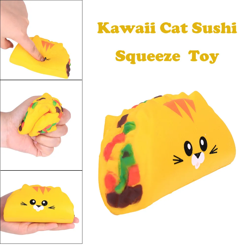 Kawaii Cat Sushi медленно поднимающаяся ароматическая сжимающая игрушка для снятия стресса мягкая игрушка для снятия стресса Забавная детская игрушка обучающая детская погремушка