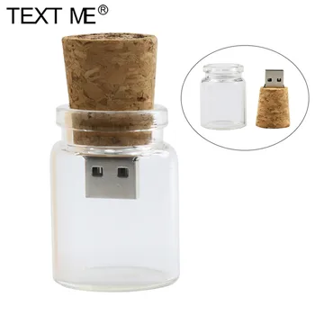 

TEXT ME 64GB Glass drift bottle with Cork USB Flash Drive (Transparent) pendrive 4GB 8GB 16GB 32GB Fashion current bottle gift