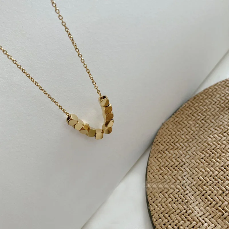 GHIDBK Fashion New Designer Gold Color Geomatric Necklace For Women Trendy Titanium Steel Cube Necklaces Minimalist Ins Style