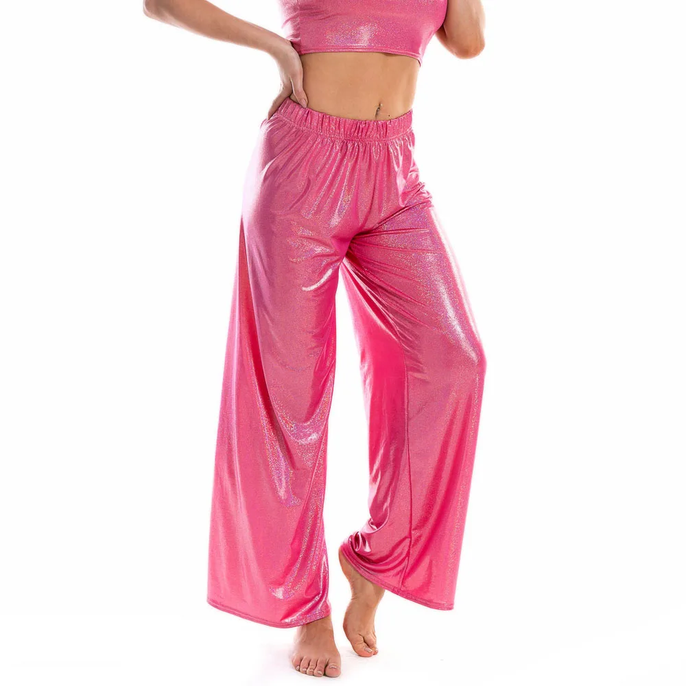 Summer Shiny Women Wide Leg Pants 