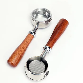 

Coffee Bottomless Portafilter Coffee Machine Wood Handle Filter Coffee Accessories for Welhome KD-310/KD-510 JAN88