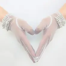 Аксессуары для свадебного платья, короткие перчатки, микро эластичные прозрачные перчатки