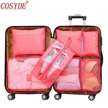 

7pcs/set All For Travel Bags Organizer The Suitcases Storage Bag Polyester Travel Organizer Luggage Clothing Cubes Packing Bags