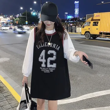 

L Autumn Clothing 2020 New Style Korean-style Mock Two-Piece BF Style