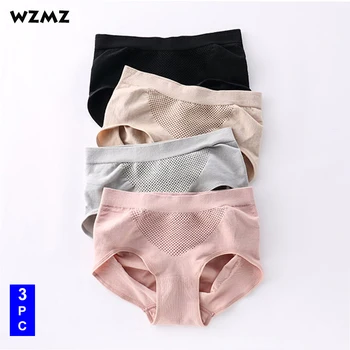 

3pcs/Set Seamless Panties Women Sexy Pants 3D Honeycomb High Elastic Butt Lift Up Underwear Cotton Briefs Mid Waist Warm Female