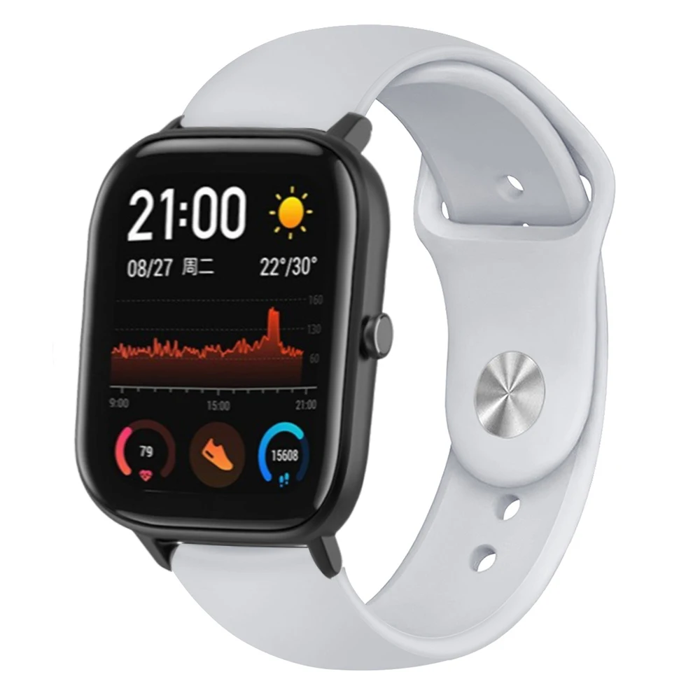 20 мм ремешок для часов сменный силиконовый спортивный для samsung watch active 2 для Amazfit GTS Huami браслет для Huami Amazfit Bip