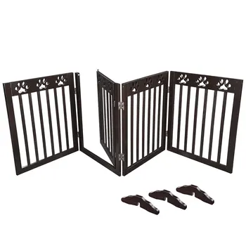 

Yescom 80"x24" 4 Panel Folding Pet Gate Wood Dog Fence Baby Safety Gate Playpen
