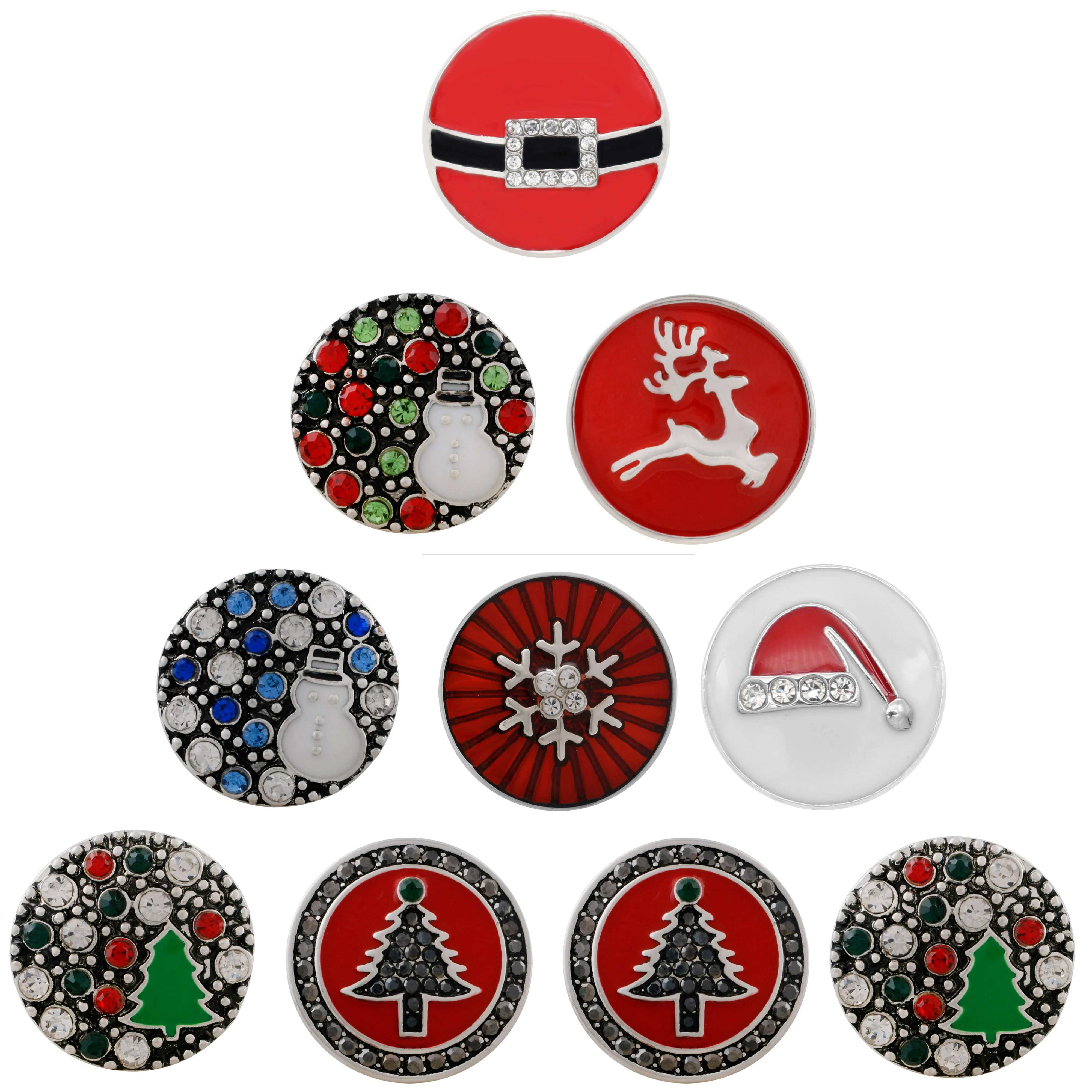 

2019 New Snap Button Jewelry Christmas tree snowflake snowman metal 18mm Snap Buttons fit Snap Bracelet Bangles Jewelryf Gifts