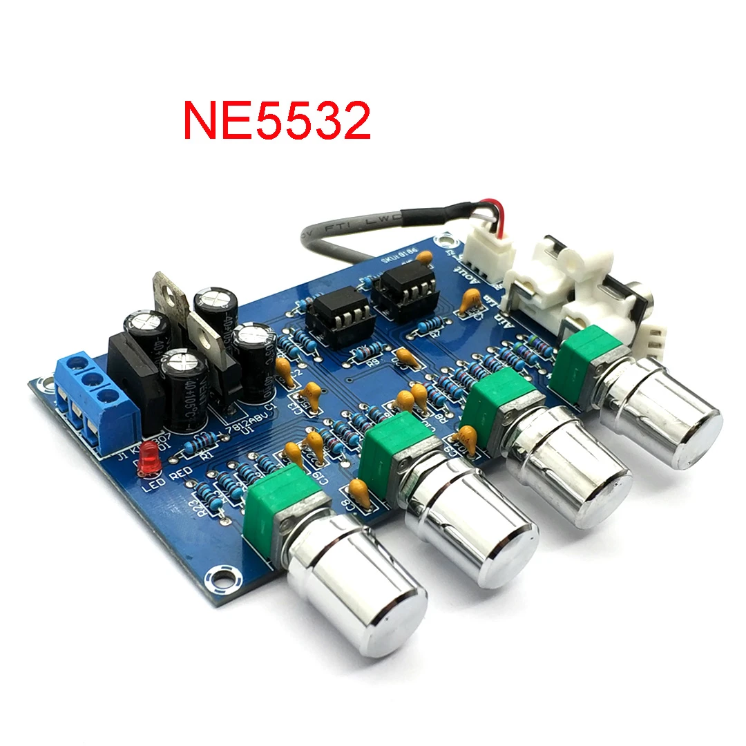 NE5532 Stereo Pre-amp Preamplifier Tone Board Audio 4 Channels Amplifier Module 4CH CH Control Circuit Telephone Preamp headphone amplifiers