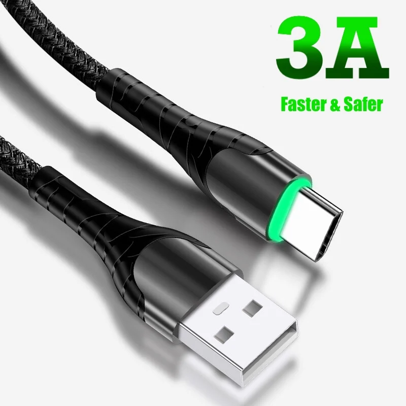 

1m Mobile Phone USB Cable 3A Micro USB Charging Cord Type C Charger Wire Fast Charging Cable For Samsung Huawei Xiaomi iPhone