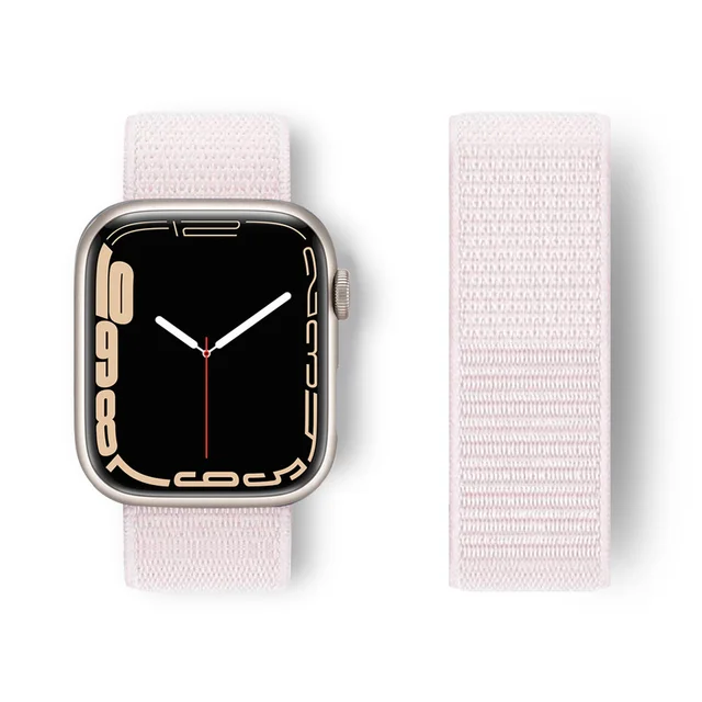Nylon Strap for Apple Watch Band Series 765 45mm 41mm44mm 40mm  Smartwatch Watchband Belt Sport Bracelet on iWatch 4 3 42mm 38mm Pearl powder