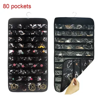 

80 Pockets Fashion Double Sided Hanging Jewelry Display Organizer Storage Bag Non-woven foldable Storage Bag with Double-sided