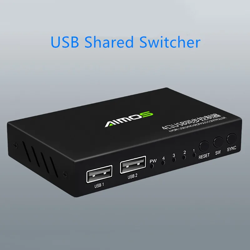 2 Ports USB-A To 4 Ports USB-B KM Switch Box USB 2.0 Keyboard Mouse Synchronizer Gaming Controller Monitor Computer
