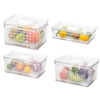 

Draining Crisper,for Food Fresh-Keeping Storage Box,Fridge Storage Container,Drain Storage Box with Strainers