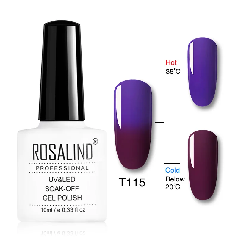 T115 ROSALIND Гель-лак для ногтей 10 мл изменение температуры цвета УФ светодиодный Гель-лак для наращивания ногтей праймер Топ и базовый дизайн ногтей - Цвет: T115