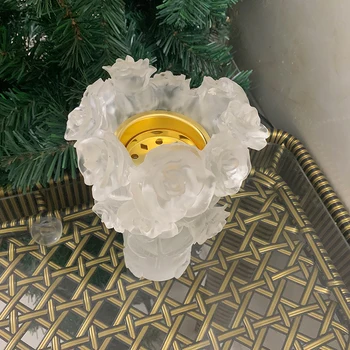 Luxury Arabian Crystal Incense Burner Muslim Flower-Shaped Lazurite Censer Burners Handicraft Ornaments Home Decor Ramadan Gifts