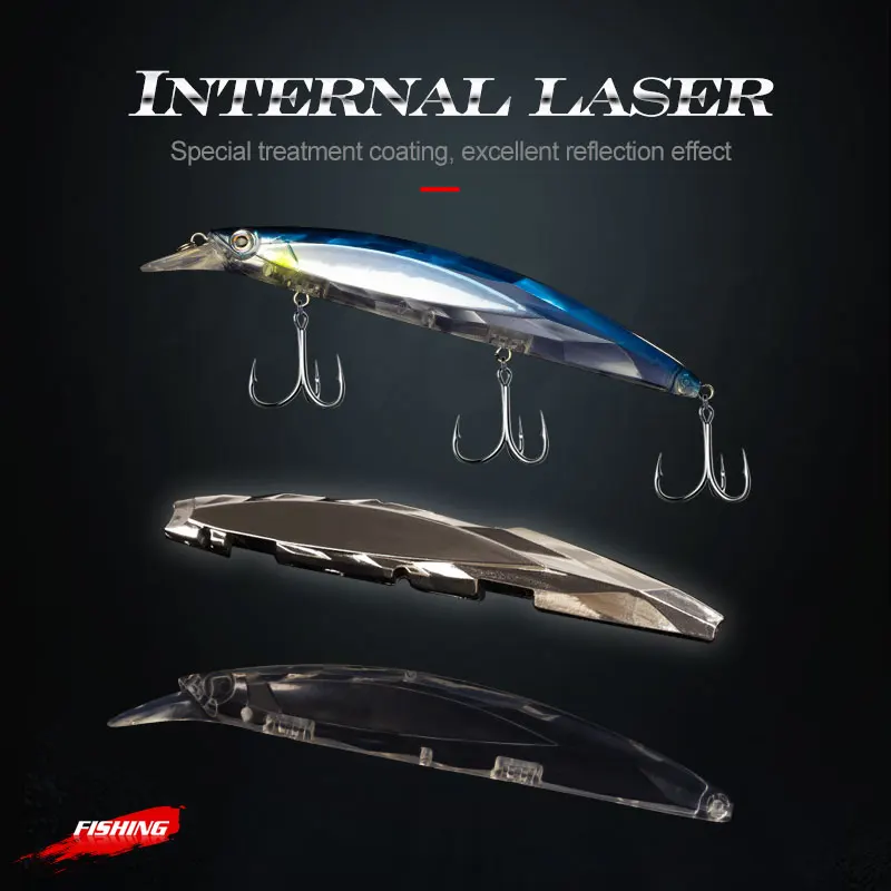 Hunthouse laser minnow LW407 133mm19g wobblers crankbait floation diving 0-2m hard fishing lure Artificial Bait for bass fishing
