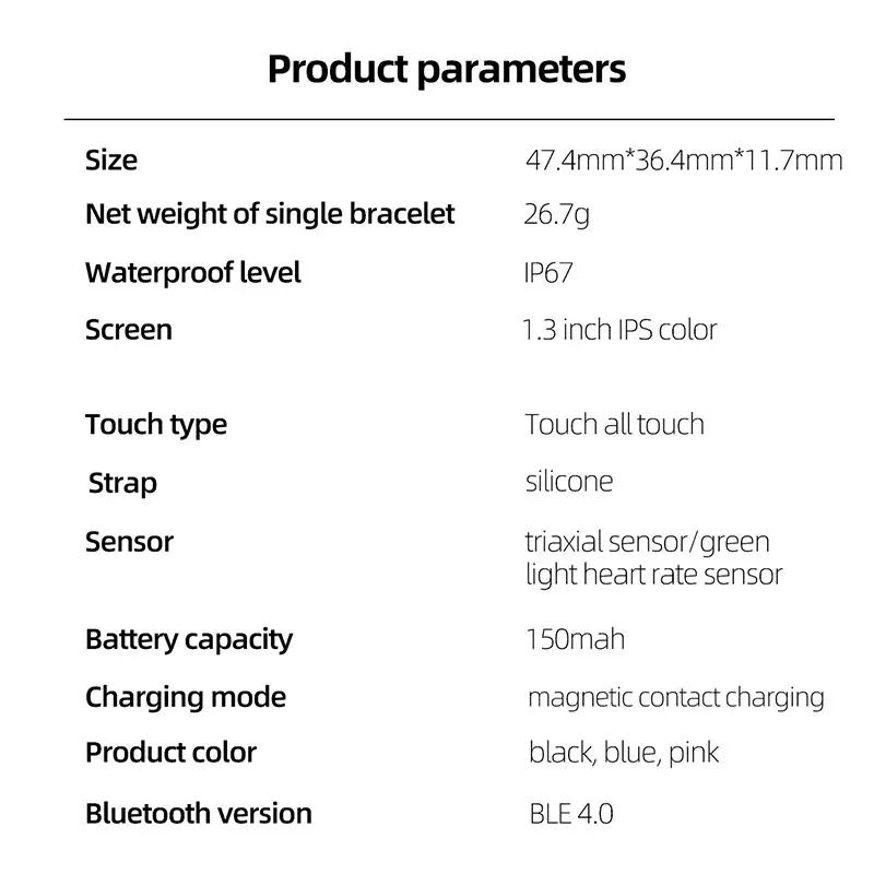 Bluetooth мужские умные часы Полный сенсорный цветной экран наручные часы IP67 Водонепроницаемый фитнес-трекер для измерения сердечного ритма