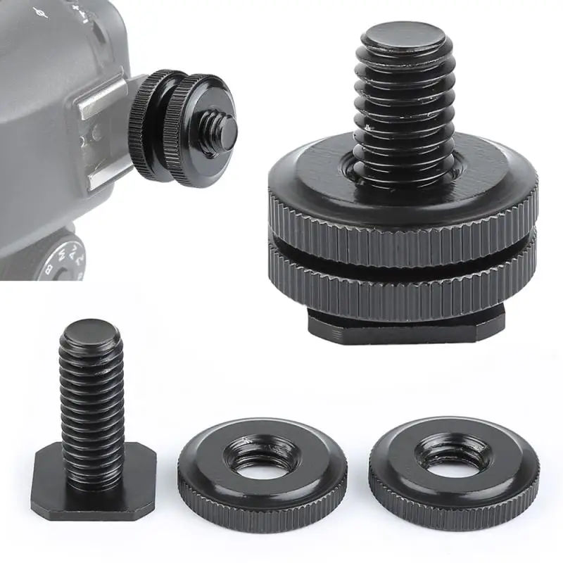 1/4&quot Flash Hot Shoe Mount Adapter Tripod Screw Converter Adapters With Double Nuts For DSLR Camera Rig Monitor LED Video Light |