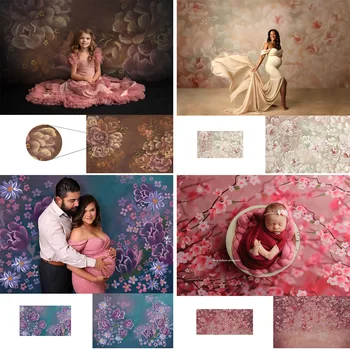 

Newborn floral photography backdrop oil painting Hand Painted flower photo background studio kids Cherry blossoms daisy decor