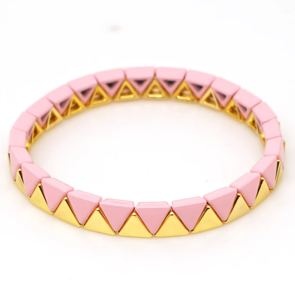 

Shinus Bracelets For Women Enamel Tile Bracelet Armband Handmade Stackable Jewelry Fashion Cuff Bangle Pink Pulseras Mujer 2019
