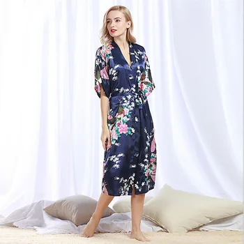 

Women Silk Satin short Wedding Bride Bridesmaid Robe Kimono Robe Feminino Bath Robe Large Size Peignoir Femme Sexy Bathrobe