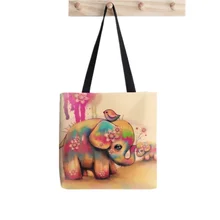 

Shopper vintage tie dye elephants Printed Tote Bag women Harajuku shopper handbag girl Shoulder shopping bag Lady Canvas Bag