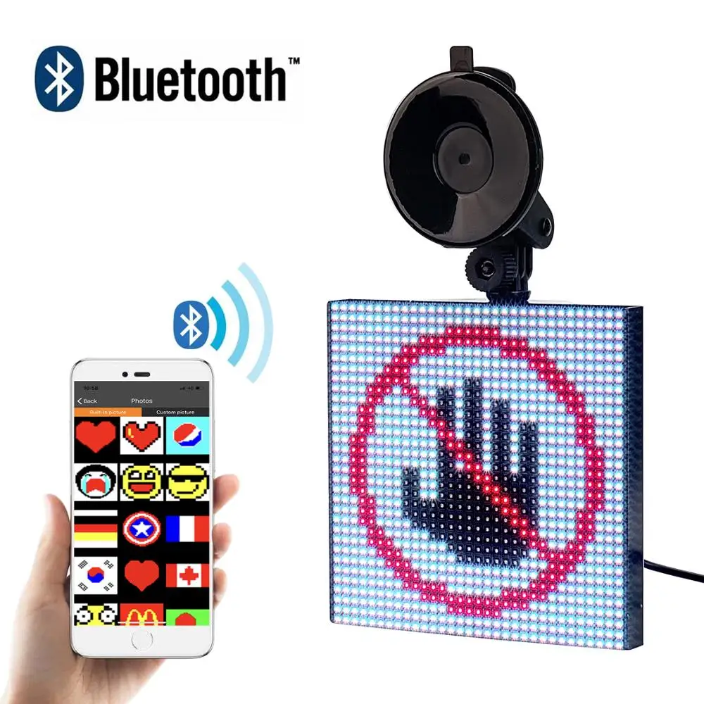 

UNTCENT P4 48*48 Full color RGB Bluetooth App control 12v car LED display Emoji smiley face LED car sign vehicle LED display