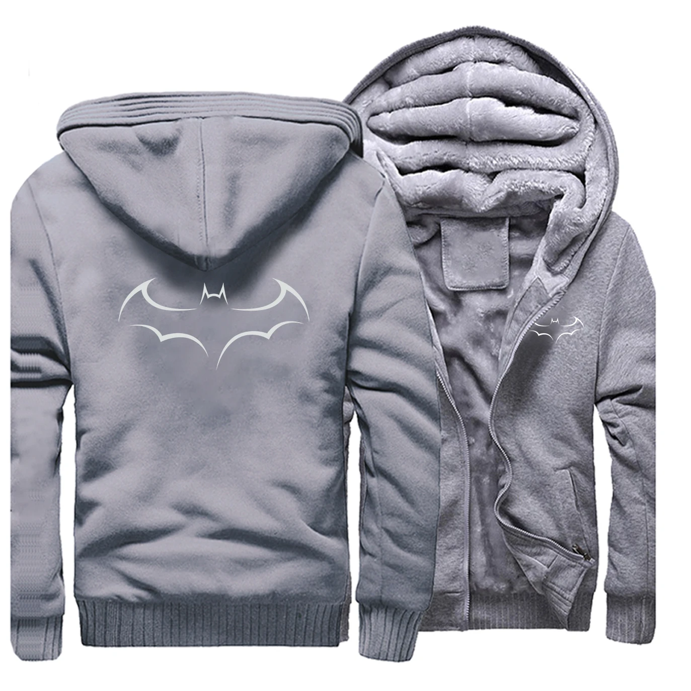 Batman Superhero Hoodie Fashion Casual Men Sweatshirt Winter Warm Raglan Streetwear Fleece Thick Fitness Bat Man Super Hero Warm - Color: Gray 5