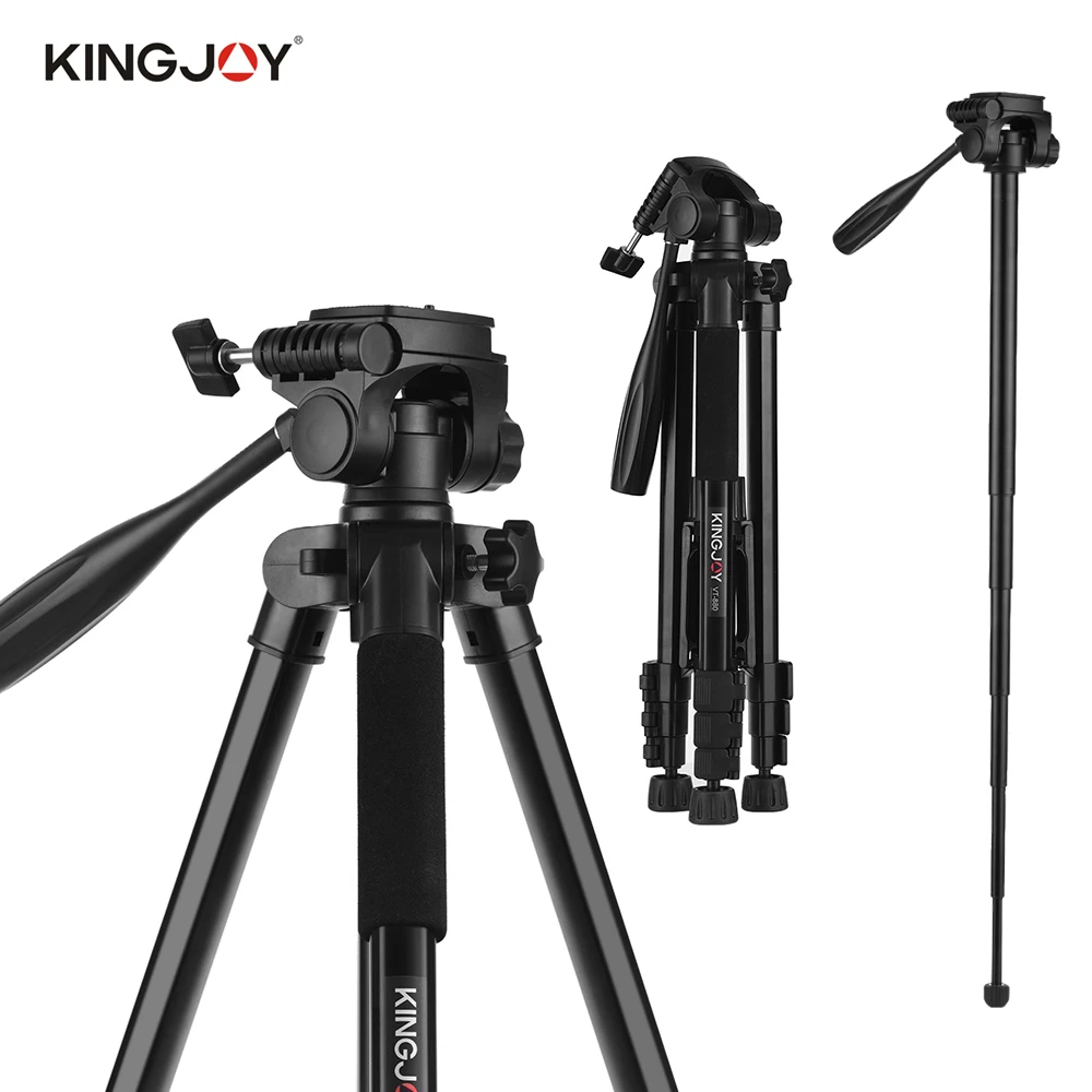 KINGJOY VT-880 2 в 1 портативный регулируемый штатив из алюминиевого сплава для камеры монопод 360 панорамная съемка для видеокамеры