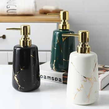 

Nordic Marble Bathroom Toiletries Shower Gel Bottles Hotel Ceramic Lotion Pressing Bottle Toilet CeramicHand Sanitizer Container