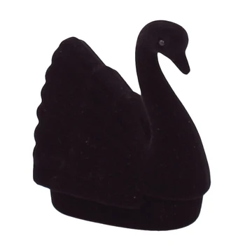 

Flocking Swan Shaped Ring Earring Necklace Jewelry Display Gift Box Organizer Case