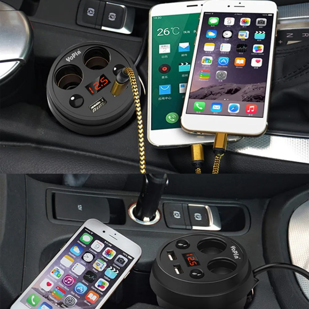 YoPin автомобильный Стайлинг двойной USB выход чашка 2.4A 12-24 В разветвитель автомобильного прикуривателя Автомобильное зарядное устройство адаптер для мобильных телефонов планшетов