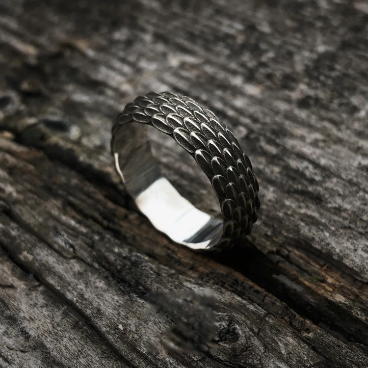925 Silver Original Design Simple Personality Dragon Scale Ring For Men Jewelry Couple Ring