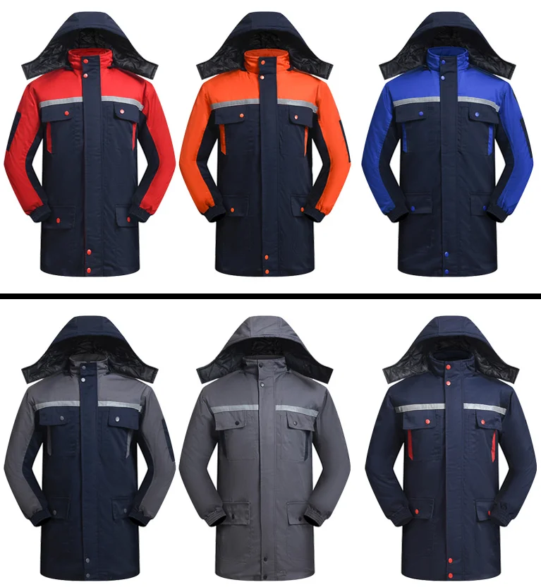 Roupas de trabalho de inverno algodau masculino grosso roupas de prova de vento frio algodau jaqueta removativel forro