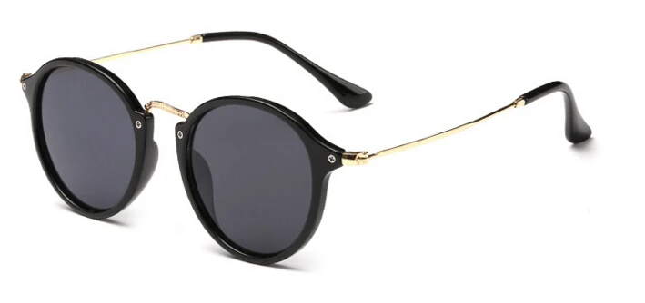 Круглые мужские солнцезащитные очки, женские брендовые дизайнерские солнцезащитные очки для женщин, сплав, Мужские Женские винтажные солнцезащитные очки, солнцезащитные очки De Sol Glases - Цвет линз: black