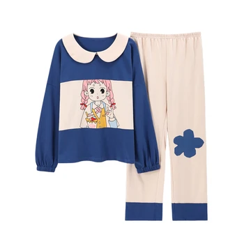 

New 2020 Autumn Winter Women Comfortable Cute Pajama Set Girl Print Pyjama Set Short Sleeve Sleepwear Suit Women Nightshirt Sets