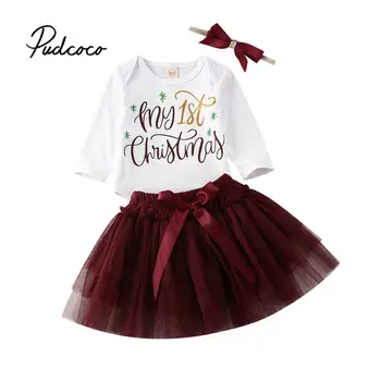 

0-18M Santa Clus Christmas Newborn Kid Baby Girls Clothes Set Romper Tops Lace Tutu Skirt Dress set Elegant Xmas Party Outfits