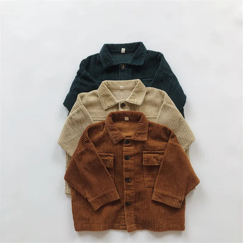 

2021 Spring Baby Boys Clothes Solid Corduroy Kids Boys Jacket Children Outerwear 3 Colors 80-130