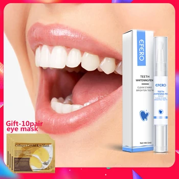 

EFERO 1Set Teeth Whitening Pen Oral Hygiene Serum Effectively Removes Tartars Plaque Stains Dental Tools+10 Pairs Eye Masks