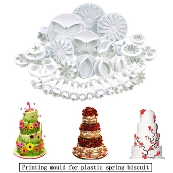 

33pcs/set Plastic Flower Fondant Cake Decorating Tools Sugar craft Plunger Cutter Baking Cookies Mold Kitchen tool