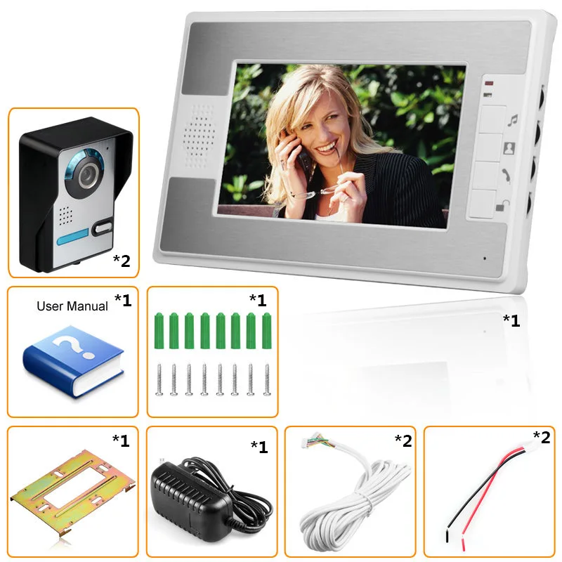 Видеодомофон 7 ''TFT lcd Проводной Видео дверной телефон система внутренний монитор 1000 TVL Открытый IR-CUT камера Поддержка разблокировки