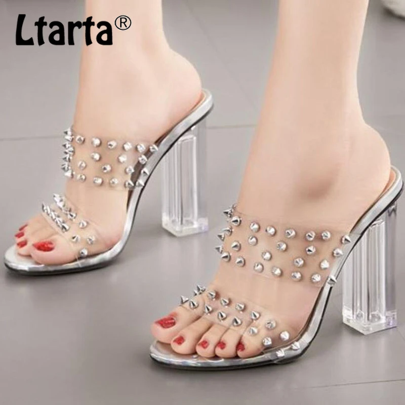 chunky studded heels