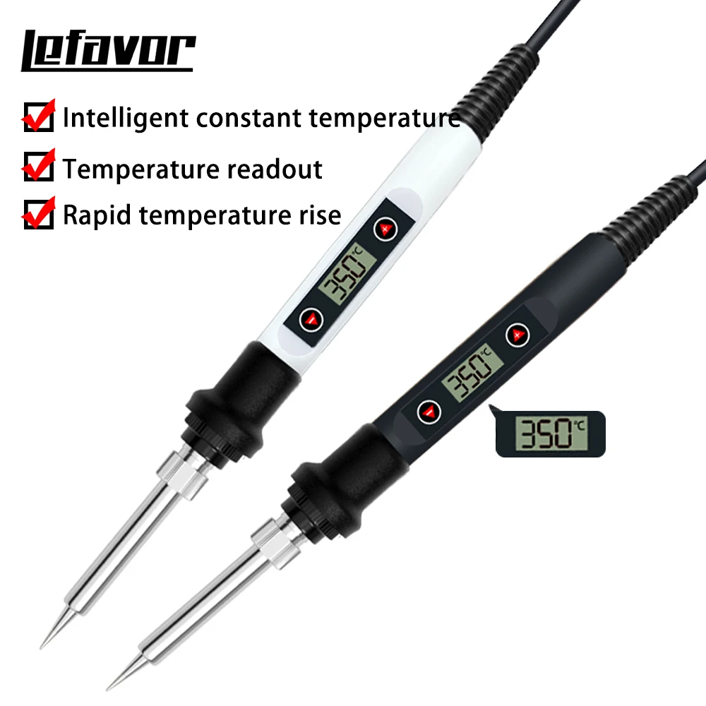 Electric Soldering Iron 60/80W Digital Temperature Adjustable Set With Tips Stand Tin Wire